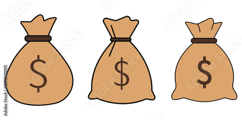 An illustration of three money bags with dollar signs on them, symbolizing wealth and finance.
