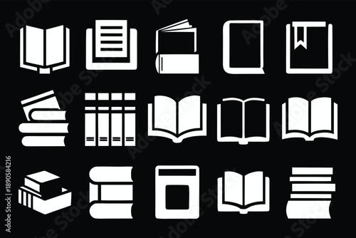 Minimalist Book and Literature Vector Icon Set for Education and Library Design