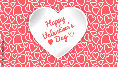 Happy Valentine's Day greeting card, Cute love sale flyer template, poster, label, ad, copy space vector illustration