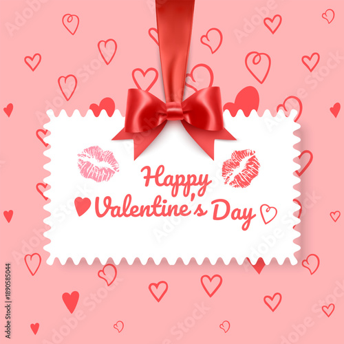 Happy Valentine's Day greeting card, Cute love sale flyer template, poster, label, ad, copy space vector illustration