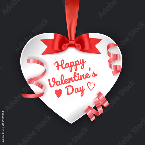 Happy Valentine's Day greeting card, Cute love sale flyer template, poster, label, ad, copy space vector illustration