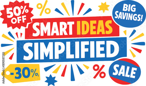 Smart Sale Banner. Seasonal holiday banner with promotional slogan bold holiday SALE promotion focused on practical intelligence