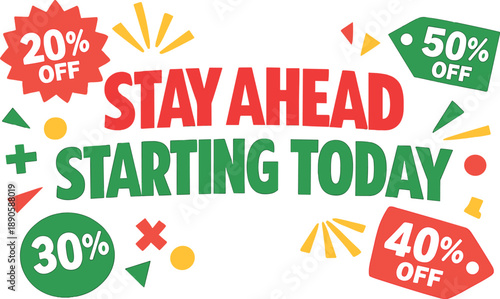 Holiday Sale Banner. Seasonal holiday banner with promotional slogan bold holiday SALE promotion focused on staying ahead and