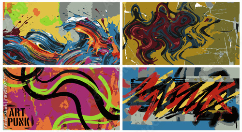 bold abstract mixed media brushstroke and graffiti collage with expressive punk inspired textures and layered colors for modern artistic design backgrounds
