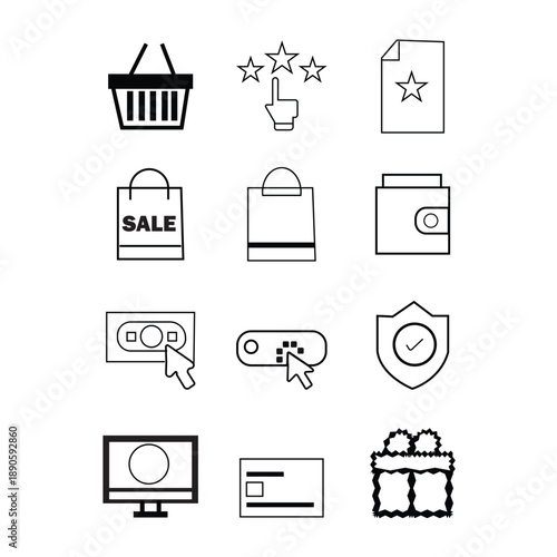 Black and white e commerce e-commerce shopping line sale