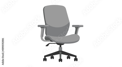 Modern Grey Office Chair with Wheels and Armrests Isolated Illustration for Workplace and Business Design