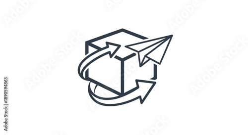 Icon of package delivery and recycling.