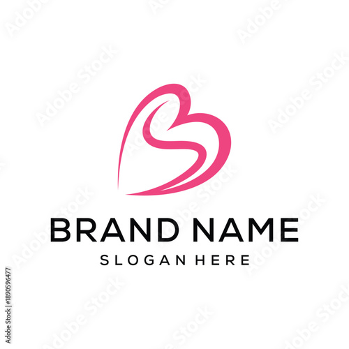 initial letter BS SB love heart logo design inspiration