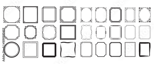 Collection of various empty frames, perfect for design usage. Multiple shapes and styles for a designer's creative needs.