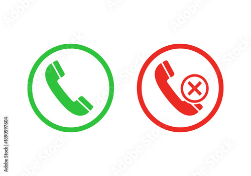 Two icons representing a phone call, one green for answered and one red for rejected.