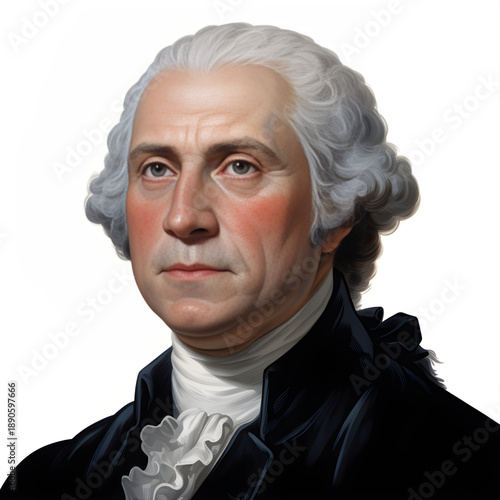 George Washington First President Formal Portrait Isolated on White