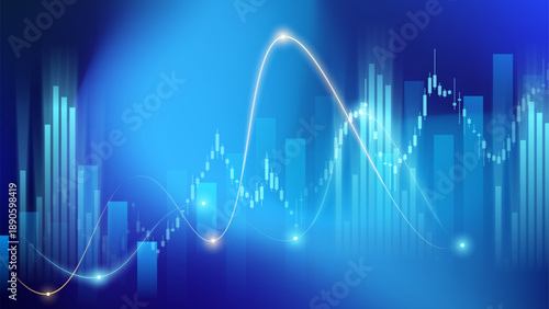 Abstract Financial Growth Chart with Glowing Lines