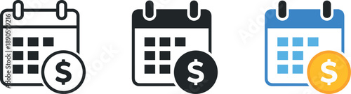 Image Generation. Organized budget scene showing a calendar page with currency marks representing scheduled financial planning and