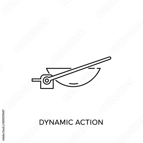 Dynamic Action Lever Mechanism Line Icon Illustrating Movement and Mechanical Physics