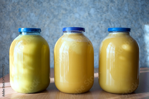 Honey in glass jars