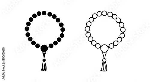 Black white prayer beads islamic symbols religious jewelry