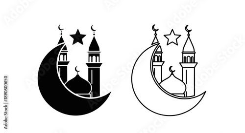 Islamic mosque crescent moon star symbols