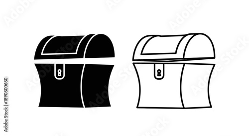 Treasure chest icon set black and white