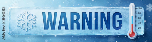 Extreme Cold Warning: Icy Alert with Thermometer