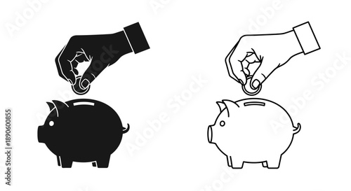 Saving money concept hand piggy bank finance