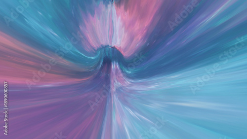 Tableau sur toile Abstract space tunnel with flowing pastel energy and smooth motion, creating a s