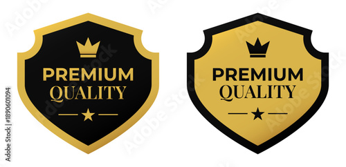 Black and Gold Shield Badges for Premium Product Authentication