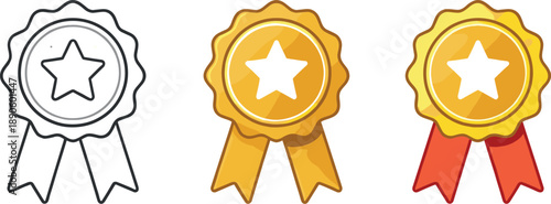 Image Generation. Symbol of appreciation expressed as a circular ribbon badge with a star center conveying recognition within a