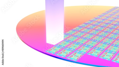EUV Lithography Silicon Wafer Semiconductor Fabrication 3D Representation