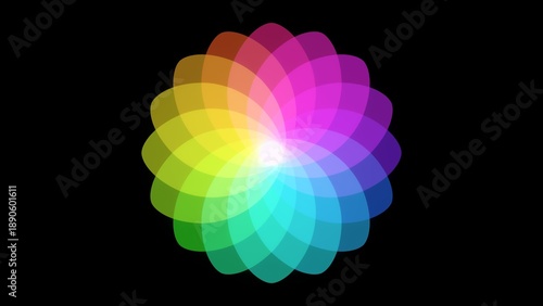 Newton Color Wheel Spinning with color theory Blending 2D illustration for optical illusion physics, chromatic spectrum theory or colorful motion graphics