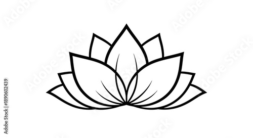 Simple black and white lotus flower illustration.