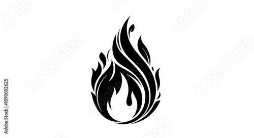 Black flame icon symbolizing passion and energy.