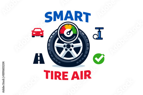 Smart tire air technology with gauge and symbols for automotive safety