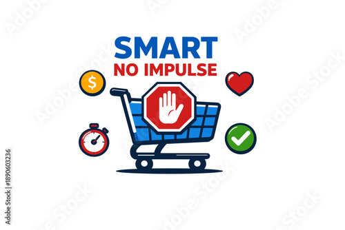 Smart shopping concept: avoid impulse buys with control and planning
