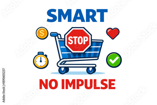 Smart shopping concept: avoid impulse buying with strategic planning