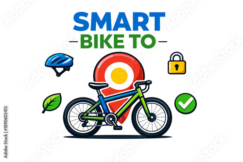 Smart bike security with gps location and safety accessories illustration