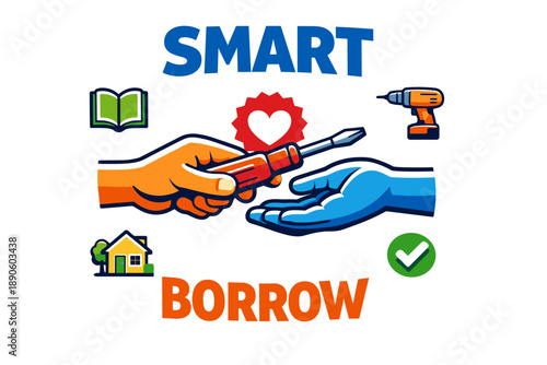 Smart borrow: community sharing of tools and resources illustrated