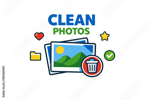 Clean photos icon with nature images and organization symbols