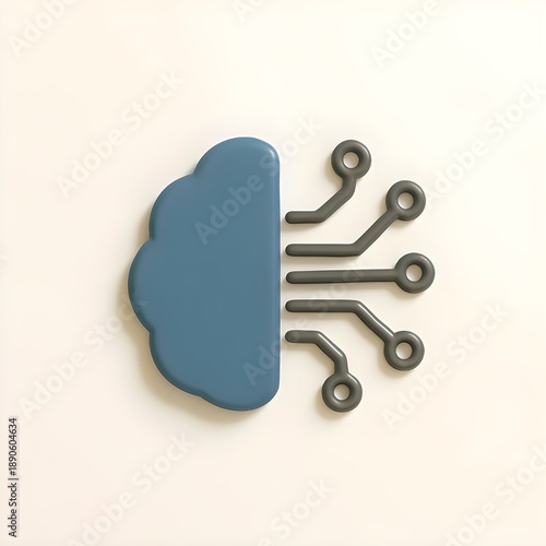 AI Brain with Circuits 3D Icon