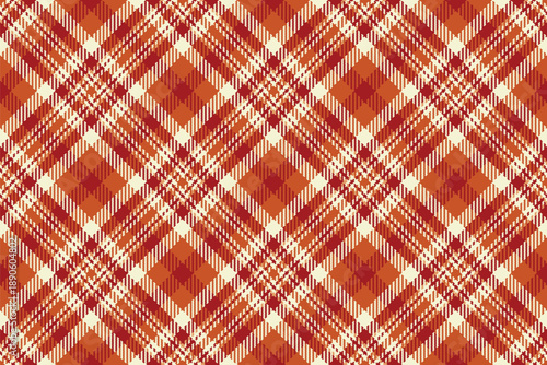 Suit background vector pattern, slim fabric check seamless. Track tartan plaid texture textile in orange and red colors.