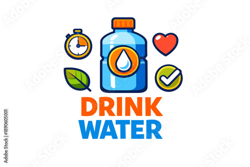 Stay hydrated: health benefits of drinking water - time, heart, and wellness symbols