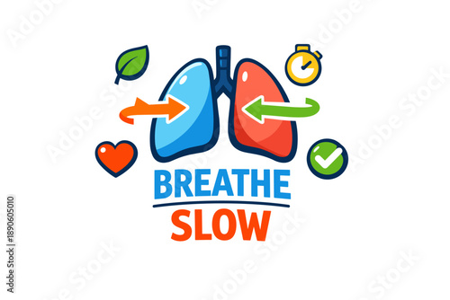 Breathing techniques for relaxation and mindfulness with lungs illustration