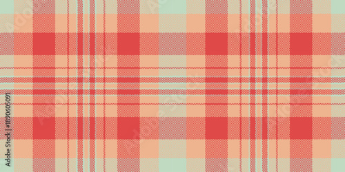 Scrapbook fabric check pattern, perfection seamless plaid background. Spring textile vector texture tartan in orange and red colors.