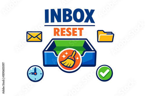 Inbox reset graphic: email organization and management icon set