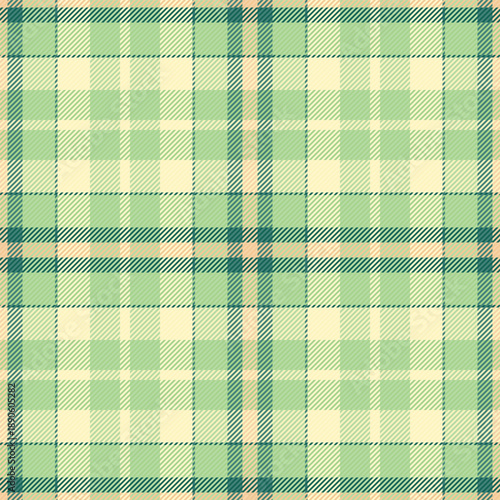 Weave texture check tartan, manufacturing seamless fabric background. Repeatable patterns vector plaid pattern textile in light and green colors.
