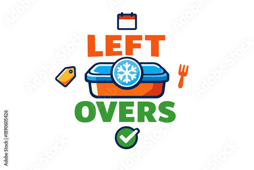 Colorful leftovers illustration with calendar and check mark symbols
