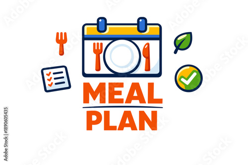 Balanced meal plan concept with checklist and calendar elements