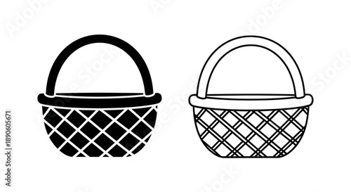 Black and white basket design illustrations