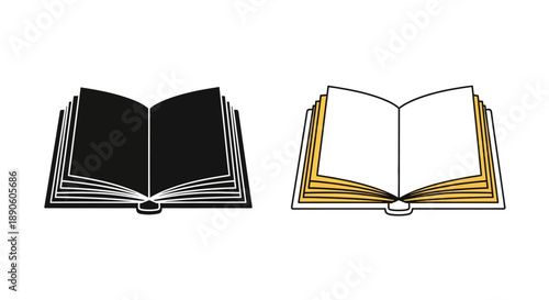 Open book illustration black and gold