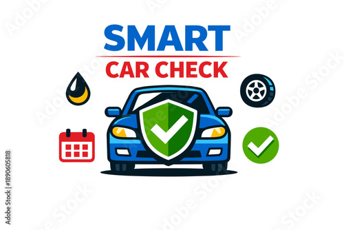 Smart car check: vehicle safety maintenance with icons