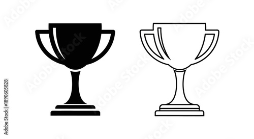 Black and white trophy award symbol winning